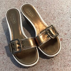 Coach Simone Bronze Wedges size 9 NIB